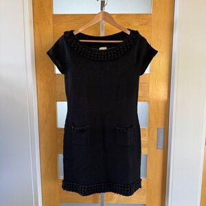 Black Sweater Mini Dress with Crew Neck